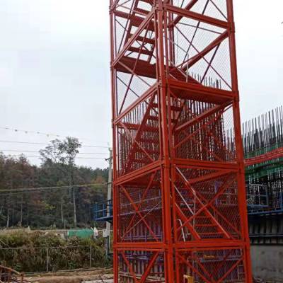 鑫洪厂家生产80方管建筑梯笼 75型安全爬梯 施工桥梁箱式梯笼