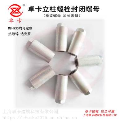 卓卡立柱螺栓封闭螺母 地脚螺栓封闭螺母热镀锌加长盖母 工厂定制