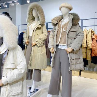 欧海一生202冬季羽绒服双面呢大衣 杭州四季青女装批发市场