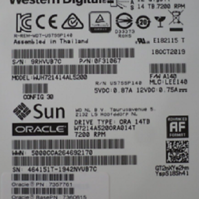 Sun Oracle 7357761 7360615 WUH721414AL5200 14TB X7-2 X5-2服务器硬盘