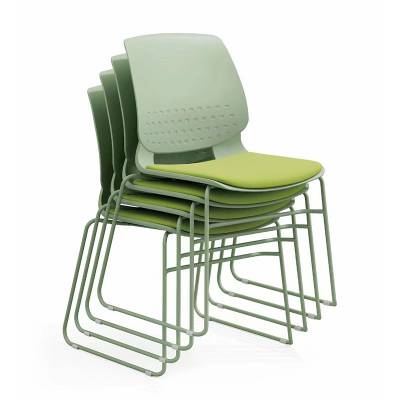 塑料多功能培训椅 简约重叠四脚椅带轮 时尚学生智慧椅