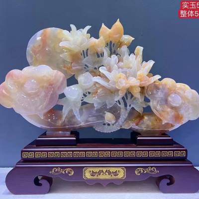 玉器工艺品装饰品贺礼摆件焕环祥玉石雕刻白玉玄关庆典礼品