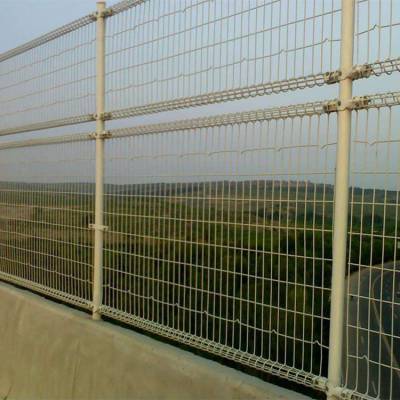 白色双圈两层桥梁防抛网 绿色安全防护网