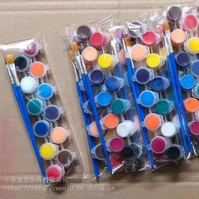厂家直供3ml丙烯颜6色连体学生绘画颜料儿童DIY水彩颜料