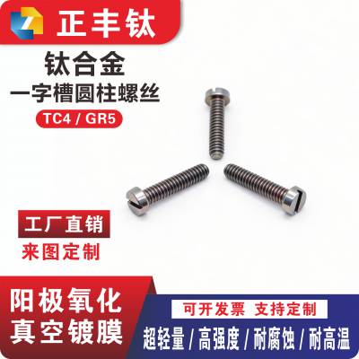 钛合金螺丝 一字槽圆柱头螺钉 M1.6M2M2.5M3M4M6M8M10 开槽螺栓定制