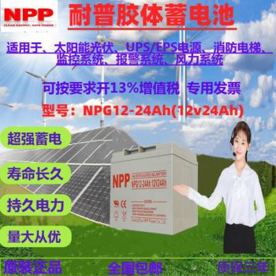 耐普蓄电池12V24AH NPP铅酸NP24-12免维护UPS电源专用应急