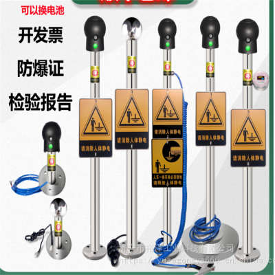 防爆人体静电释放器消除球触摸式304不锈钢声光语音报警仪本安型