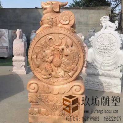 貔貅石鼓门墩 青石仿古石鼓 石雕门墩抱鼓石