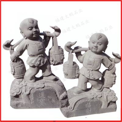 石雕厂家 批发小和尚 金童玉女石材雕刻 公园寺庙青石大理石和尚摆件