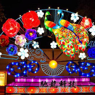 花灯厂家定制户外大型灯会展览水上莲花灯创意古典扇子造型灯展来图定制策划上海宝山灯光节