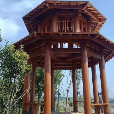 日式防腐木凉亭栗壳色日式防腐木凉亭宇恒防腐木安装定制