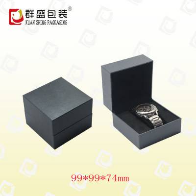 深圳市群盛包装，可定制，黑色翻盖精美手表盒，19年工厂直销