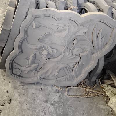 菱形砖雕荷花浮雕牡丹花砖雕浮雕壁画墙面砖雕农村围墙雕刻壁画影壁