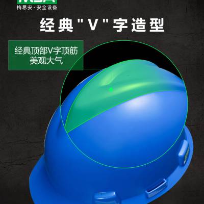 MSA//梅思安 V-Gard ABS 标准型安全帽 白色ABS帽壳超爱戴帽衬灰针织吸汗带D型下颚带