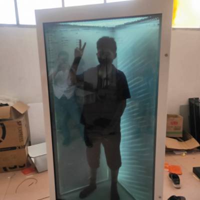冀展通透明屏透明展示柜85寸透明视频展示柜