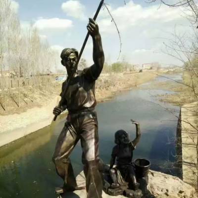 园林捕鱼雕塑摆件订做 小区构件 供给铸钢捕鱼雕塑