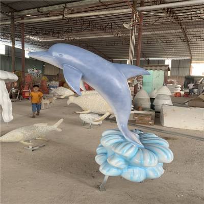 玻璃钢海豚雕塑 珠海乐园海洋生物馆主题雕塑