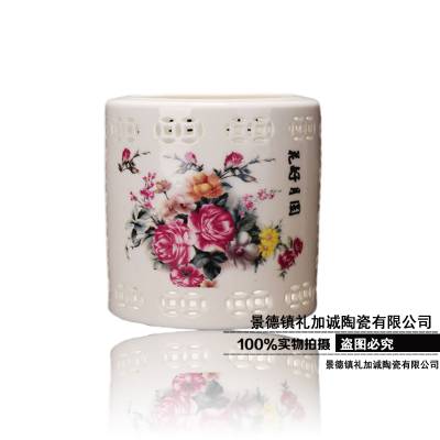 景德镇陶瓷笔筒 圆形摆件 可定制