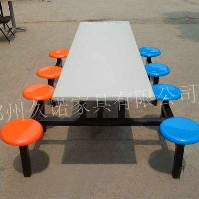 河南安阳学校学生餐厅餐桌椅 4人8人位连体餐桌