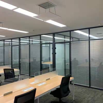 玻璃隔断墙办公室屏风高铝合金百叶双层钢化玻璃隔音透明定制