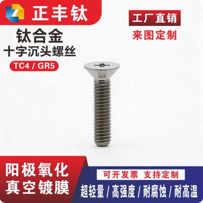钛合金螺丝tc4 十字沉头螺丝钉 非标平头螺钉 cnc机加工 来图颜色定制
