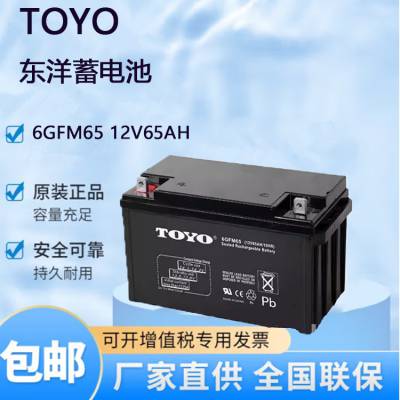 JAPATOYO东洋蓄电池6GFM65 12V6***H 铅酸免维护阀控式大容量电瓶