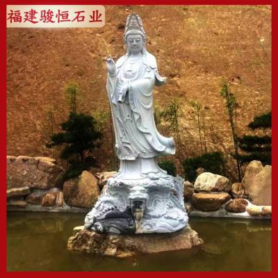 石雕骑龙（乘龙）观音 鳌鱼观世音菩萨 室外石佛像图片