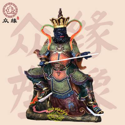厂家直销 哼哈二将贴金彩绘神像 四大天神佛教护法神 传统工艺