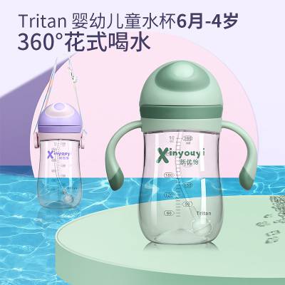 婴儿Tritan水杯厂家儿童水壶奶瓶一杯三用0-6个月6-12个月Tritan奶瓶代加工工厂oem