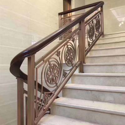 云南酒店多款设计铜艺整体雕花楼梯护栏定制