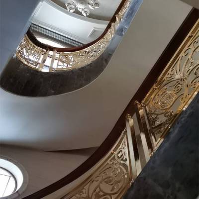 地中海风格铜板雕刻楼梯扶手 金属镶铜边创意满满YY-001