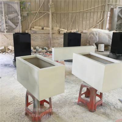 玻璃钢长方形花箱营销中心建筑物入口迎宾装饰 成品移动花盆树脂纤维花器定制