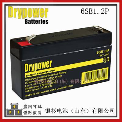 原装Drypower蓄电池6SB1.2P安全警报 应急照明用6V-1.2AH储能铅酸电池