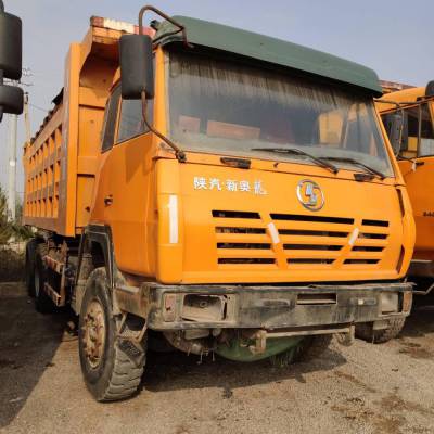 出售4台陕汽新奥龙后八轮工程自卸车340马力后桥56米大箱14年