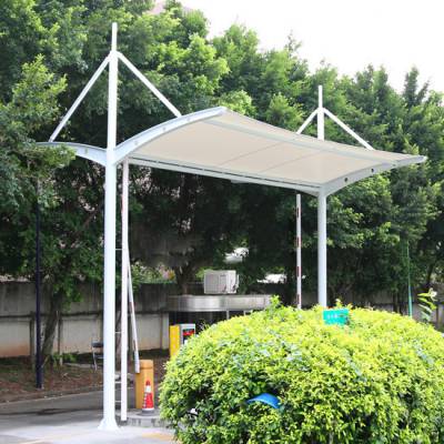 贵阳安装小区出入口收费岗亭膜结构雨棚 工厂园区景观张拉膜大门篷