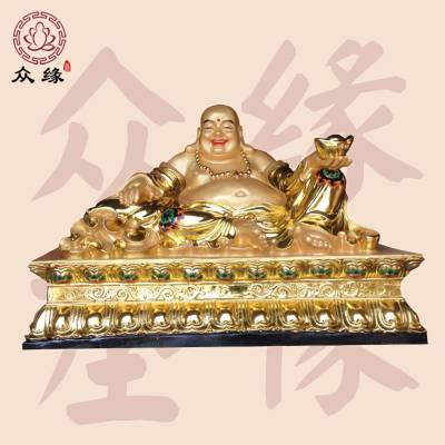 极彩弥勒佛像1.2米 贴金树脂布袋和尚玻璃钢佛像 庙供奉雕塑神像