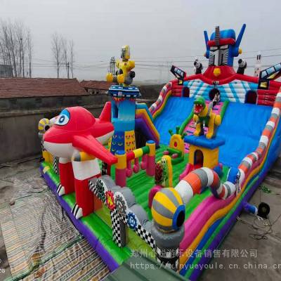 河南郑州户外充气滑梯120平机械战神儿童充气城堡蹦蹦床