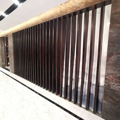 佛山木纹铝方通铝格栅定做办公室隔断 50*100mm铝条栅 u型铝方通吊顶