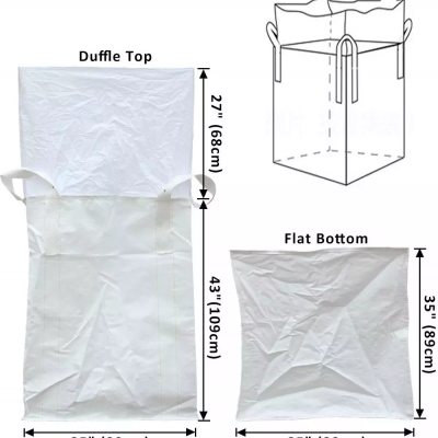 Taller 4-Panel Big Bag with Baffles at Corners White PP Woven FIBC Bag with Stevedore Loops