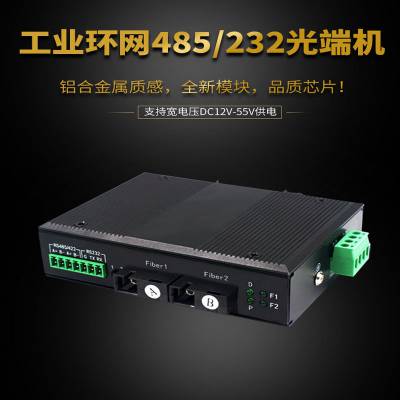 工业级1路RS232/422/485串口光纤环网光端机