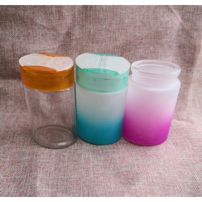 徐州誉华玻璃瓶厂发定做喷涂磨砂玻璃胡椒粉瓶配套塑料蝴蝶盖子