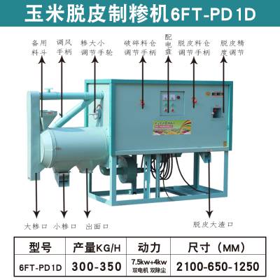 玉米脱皮制糁磨面一体机PD1D型双电机双除尘大小碴玉米面分级筛选