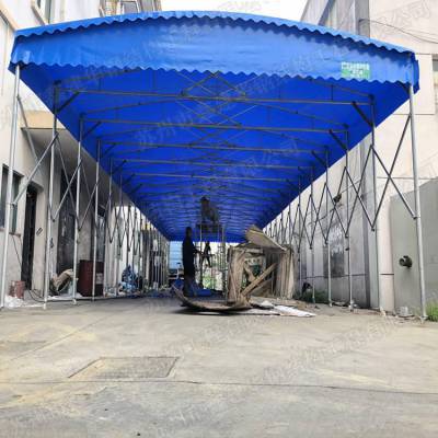 户外移动雨棚,露天遮阳挡雨活动房,轨道电动伸缩蓬 布