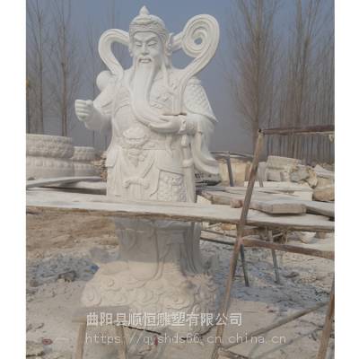 汉白玉石雕关公像伽蓝菩萨佛像大理石寺庙厂家定制
