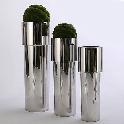 不锈钢花盆商场酒店落地景观装饰花钵异形金属花箱