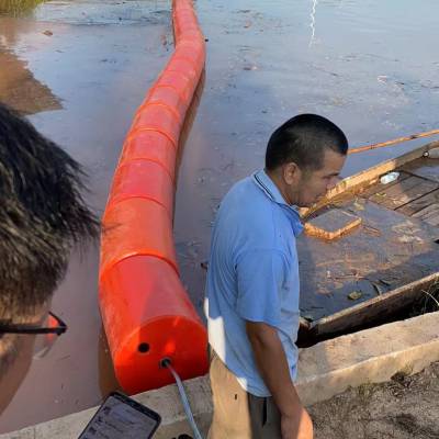 翔宇 湖泊水域隔离警示浮筒 钢丝绳串联拦污浮排