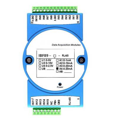 模拟量转RJ45 16路4-20mA转Modbus TCP网络数据采集模块