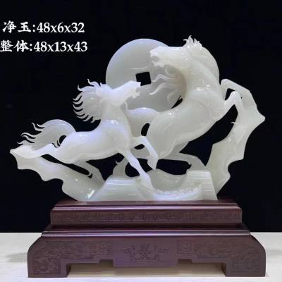 焕环祥玉石雕刻白玉牡丹玉雕饰品工艺玉器开业贺礼庆典乔迁装饰