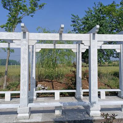 景区石雕长廊 花岗岩石亭子 广场休闲廊架造型多样