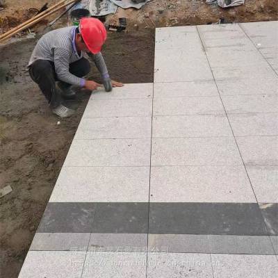 花岗岩芝麻白 人行道铺设600*600*30mm 灰色石材